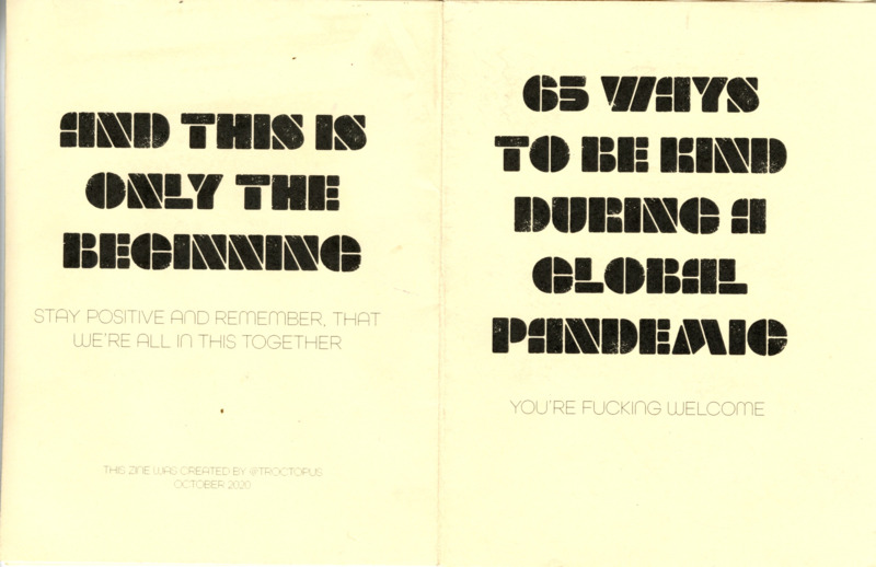 informational zine about good things to do during a pandemic