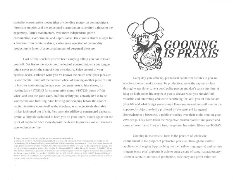opinion essay about gooning