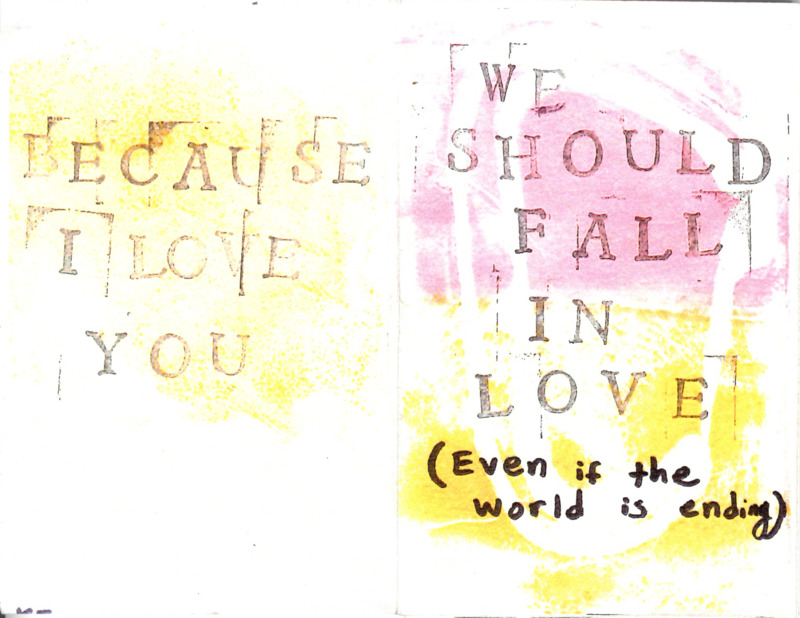 comic listing reasons to fall in love when the world is ending. 