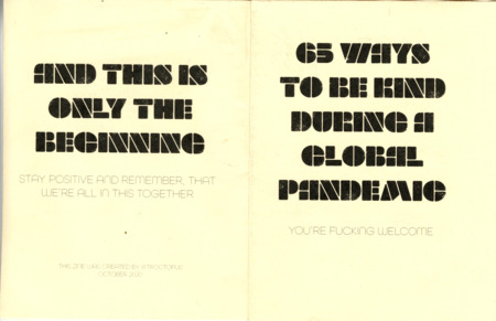 informational zine about good things to do during a pandemic