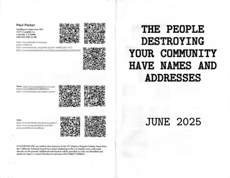 informational zine giving out contact information for government officials in Southern California