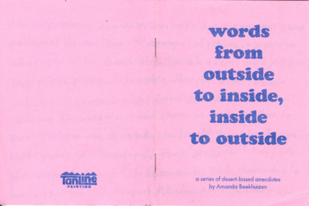 Words from Outside to Inside to Outside: a Series of Desert-based Anecdotes